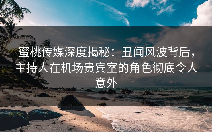 蜜桃传媒深度揭秘：丑闻风波背后，主持人在机场贵宾室的角色彻底令人意外