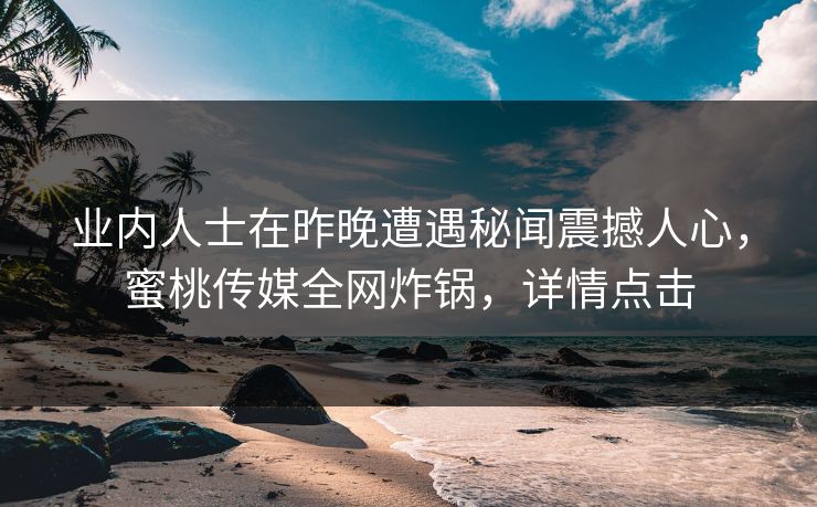 业内人士在昨晚遭遇秘闻震撼人心，蜜桃传媒全网炸锅，详情点击