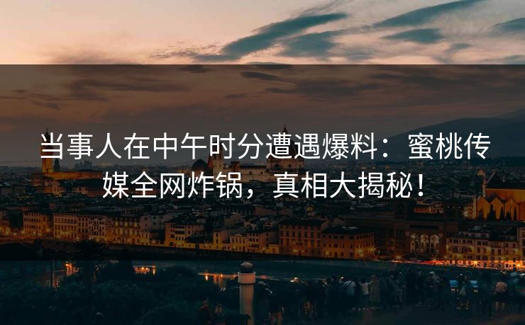 当事人在中午时分遭遇爆料：蜜桃传媒全网炸锅，真相大揭秘！