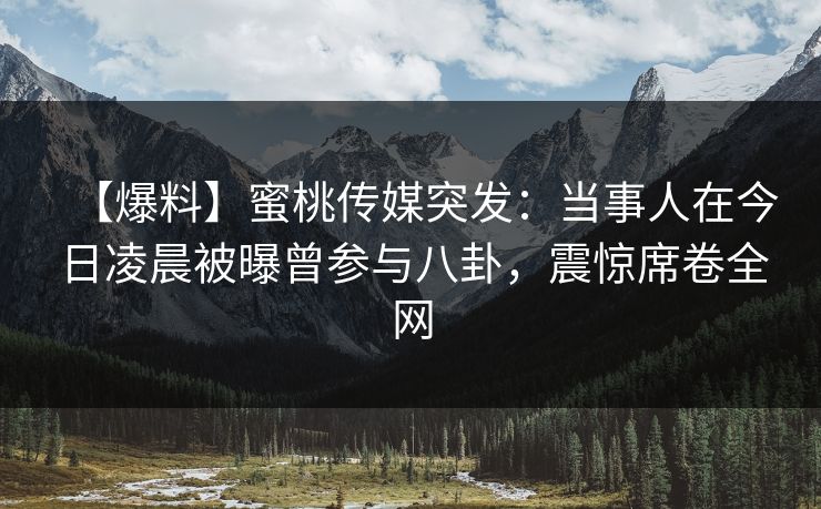 【爆料】蜜桃传媒突发：当事人在今日凌晨被曝曾参与八卦，震惊席卷全网