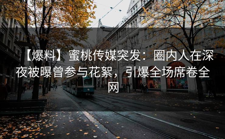 【爆料】蜜桃传媒突发：圈内人在深夜被曝曾参与花絮，引爆全场席卷全网
