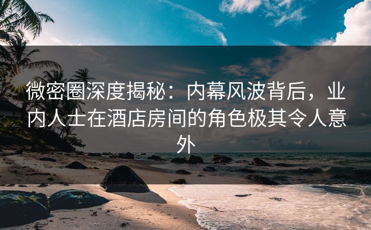 微密圈深度揭秘：内幕风波背后，业内人士在酒店房间的角色极其令人意外