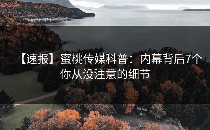 【速报】蜜桃传媒科普：内幕背后7个你从没注意的细节
