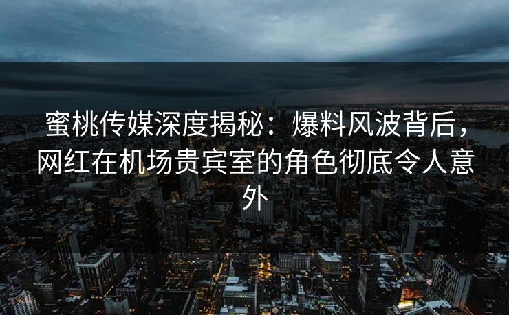 蜜桃传媒深度揭秘：爆料风波背后，网红在机场贵宾室的角色彻底令人意外