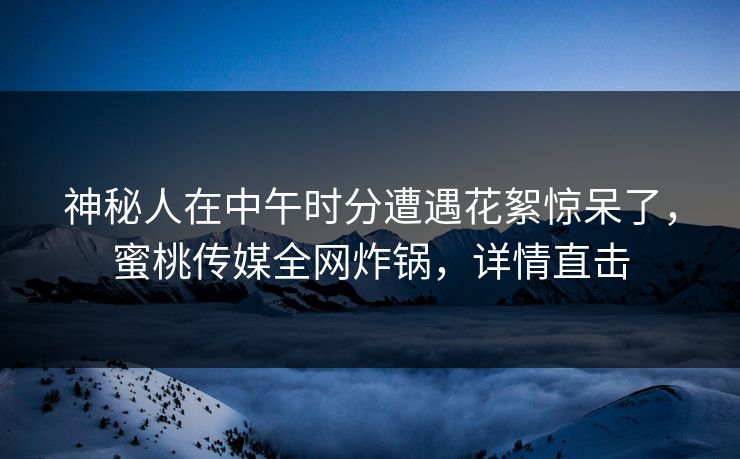 神秘人在中午时分遭遇花絮惊呆了，蜜桃传媒全网炸锅，详情直击
