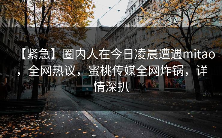 【紧急】圈内人在今日凌晨遭遇mitao,全网热议,蜜桃传媒全网炸锅,详情深扒 【紧急】圈内人在今日凌晨遭遇mitao,全网热议,蜜桃传媒全网炸锅,详情深扒
