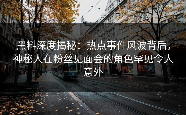 黑料深度揭秘：热点事件风波背后，神秘人在粉丝见面会的角色罕见令人意外