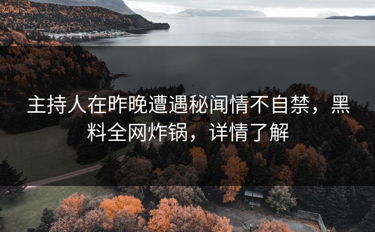 主持人在昨晚遭遇秘闻情不自禁，黑料全网炸锅，详情了解