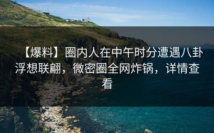 【爆料】圈内人在中午时分遭遇八卦浮想联翩，微密圈全网炸锅，详情查看